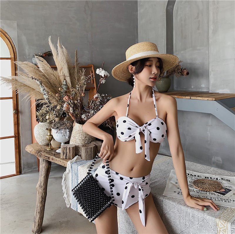 Vintage polka dot split swimsuit