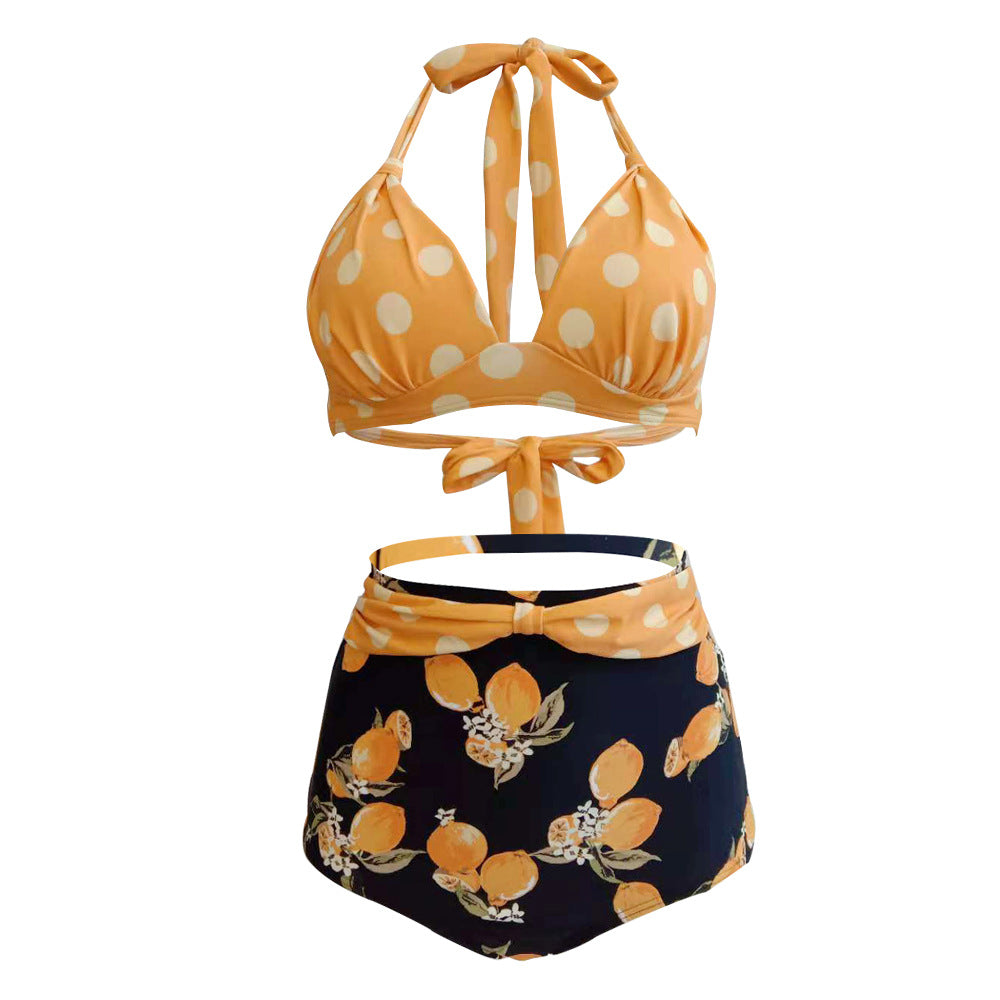 Polka dot high waist swimsuit