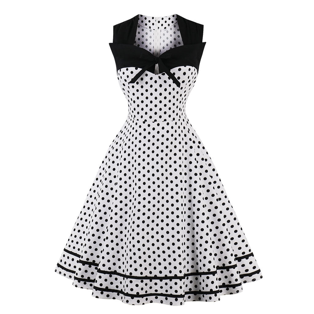 Square collar polka dot retro dress