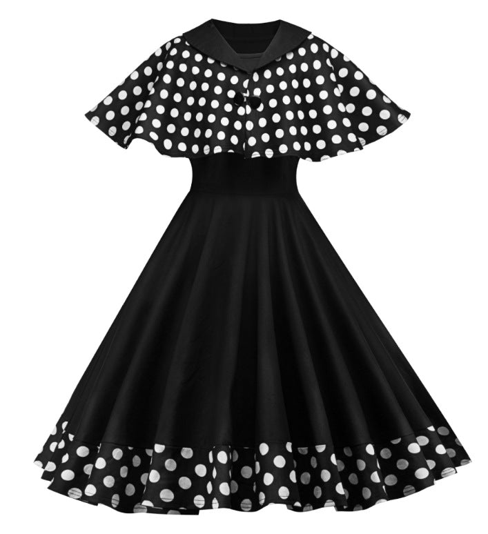 Polka-dot cape dress