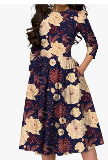 Polka Dot Long Sleeve Casual Mid-Length Dress