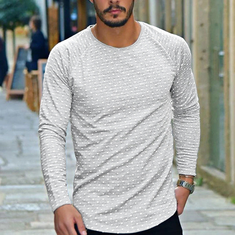 Round Neck Polka Dot Slim Long Sleeve T-shirt Men