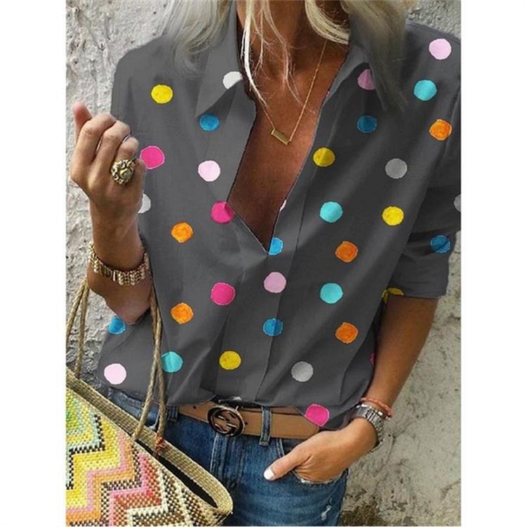 Summer Floral Breathable Polka Dot Short Sleeve Shirt