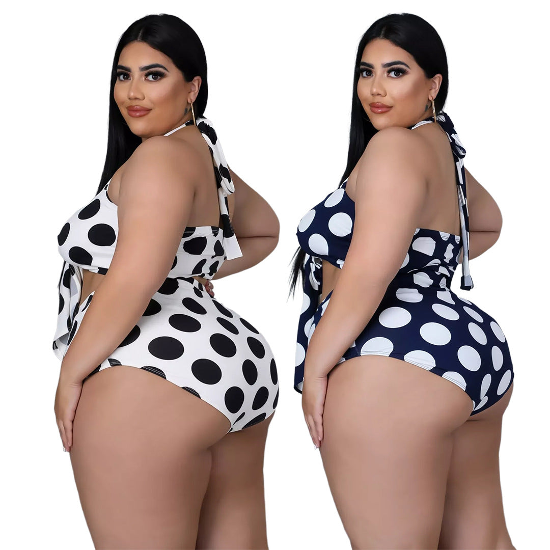 High Waist Polka Dot Women's Bikini Swimsuit