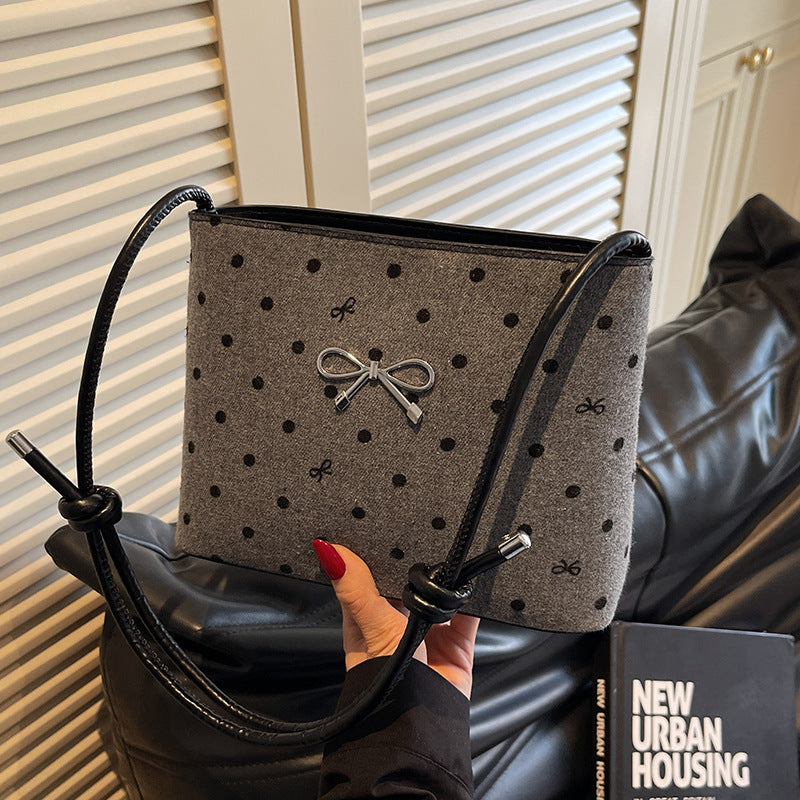 Canvas Polka Dot Fashion Shoulder Bow Crossbody Bag