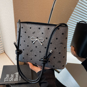 Canvas Polka Dot Fashion Shoulder Bow Crossbody Bag