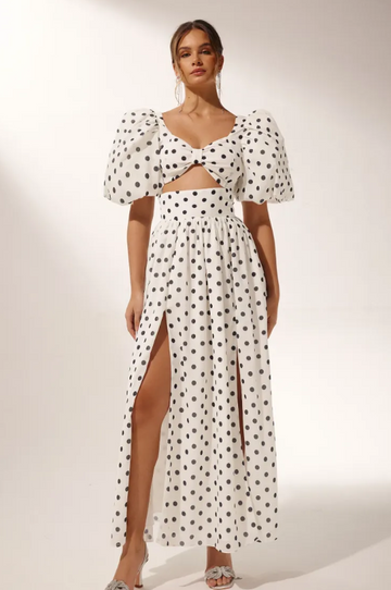 Polka Dot Puff Sleeve Dress