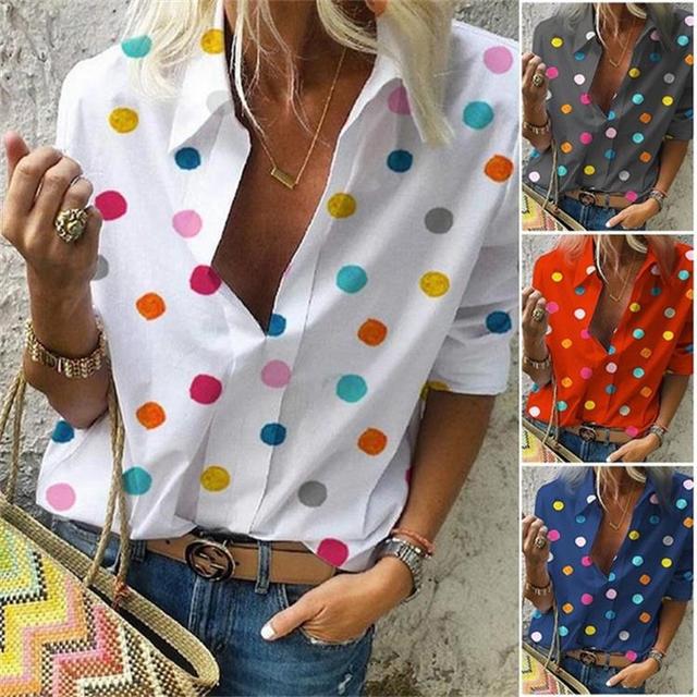 Summer Floral Breathable Polka Dot Short Sleeve Shirt