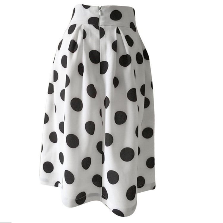 Polka Dot Slim Pleated Puff Skirt for Ladies