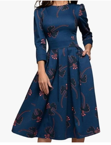 Polka Dot Long Sleeve Casual Mid-Length Dress