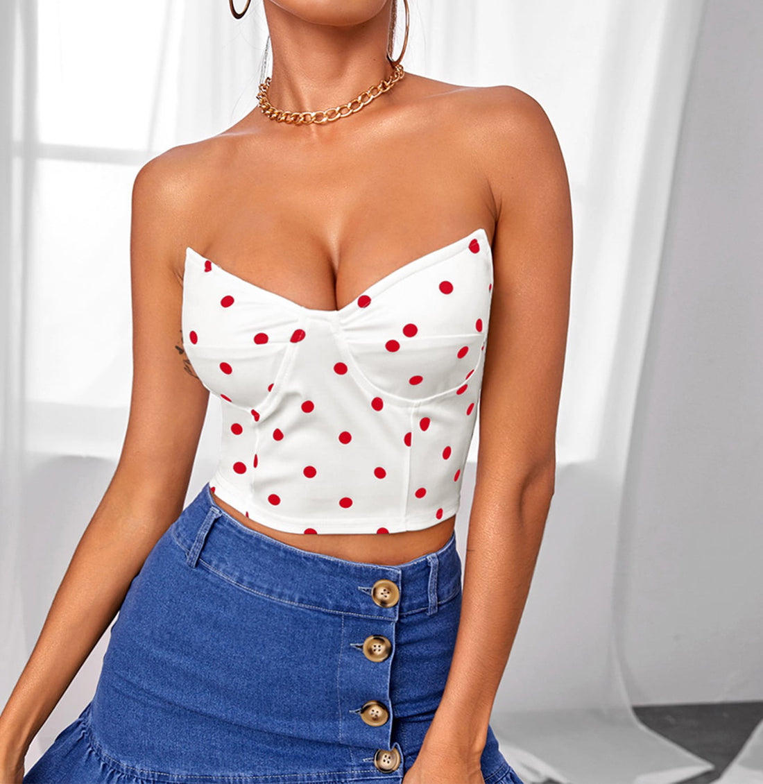 Polka dot retro tube top