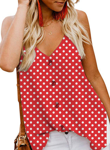 Women's Casual Button Polka Dot Print Top