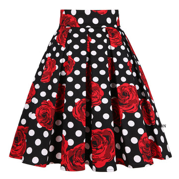 Women's Retro Polka Dot Pleated Skating Skirt