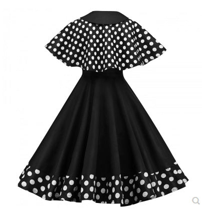 Polka-dot cape dress