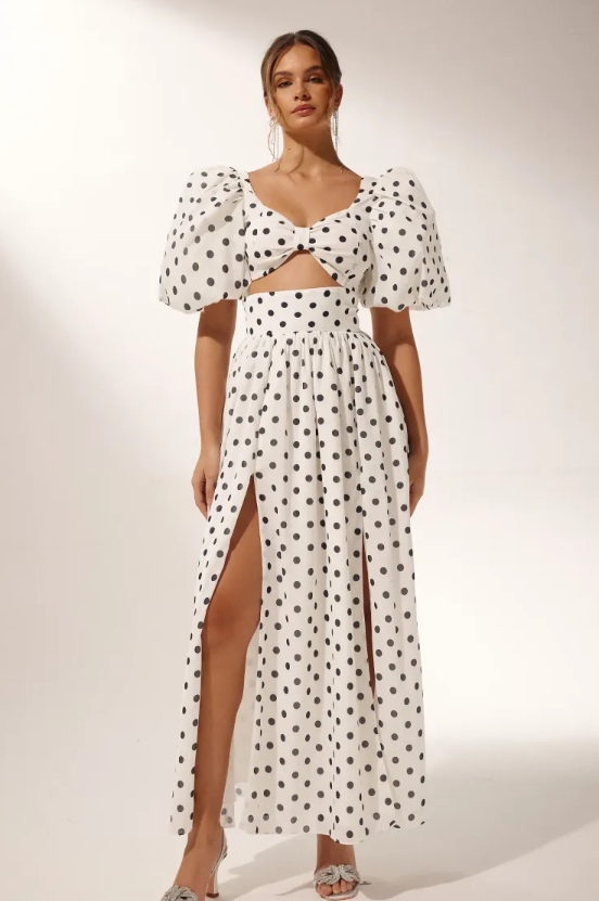 Polka Dot Puff Sleeve Dress