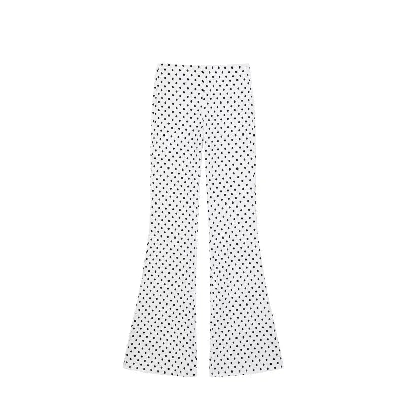Polka Dot 2 Piece Set Women Summer Sexy Halter V Neck Crop Top And High Waist