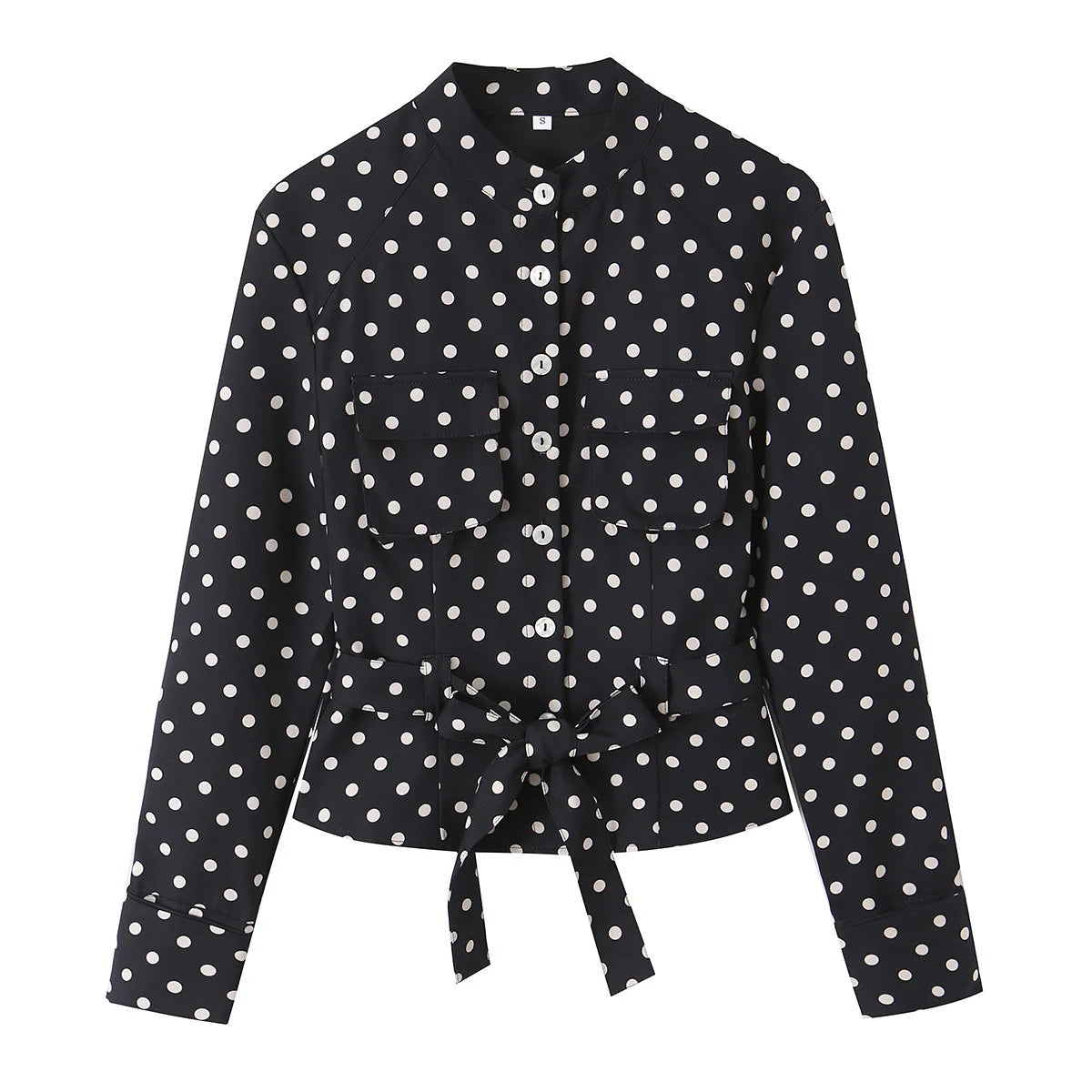 Elegant Polka Dot Two Piece Pant Sets Women Summer Long Sleeve Button Jacke