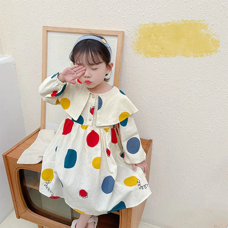 Autumn Girls' Princess Dress Children'S Long Sleeve Polka Dot