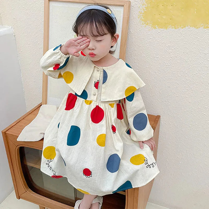 Autumn Girls' Princess Dress Children'S Long Sleeve Polka Dot