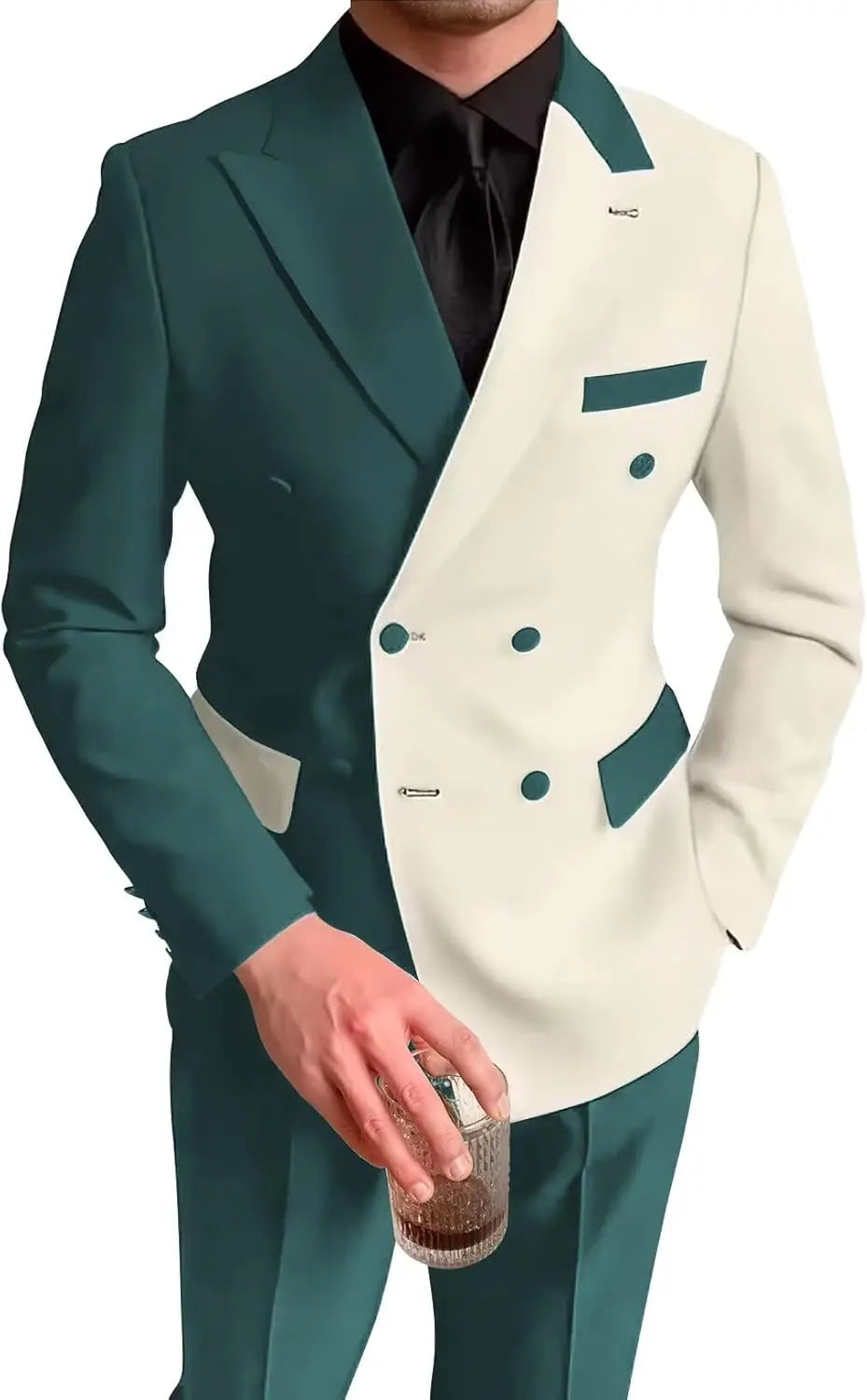 Men's Double Breasted Suit Slim Fit Wedding Homecoming Blazer Pants Outfit