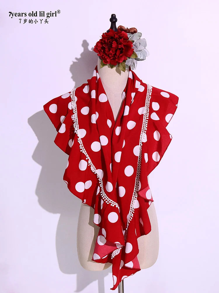 7yearsoldlilgirl Dance Dress Flamenco Boutique Printed Polka Dot Scarf