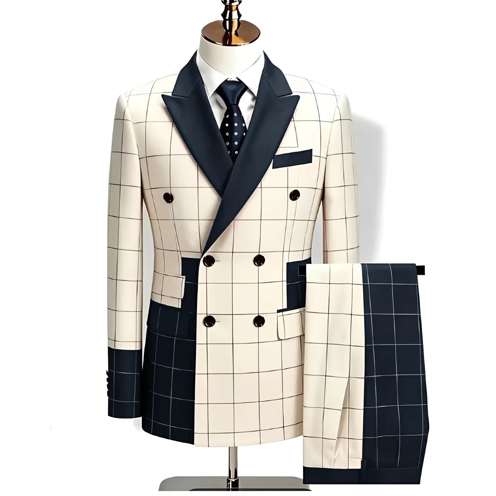 Men's Plaid 2-Piece Suit (Blazer + Trousers)