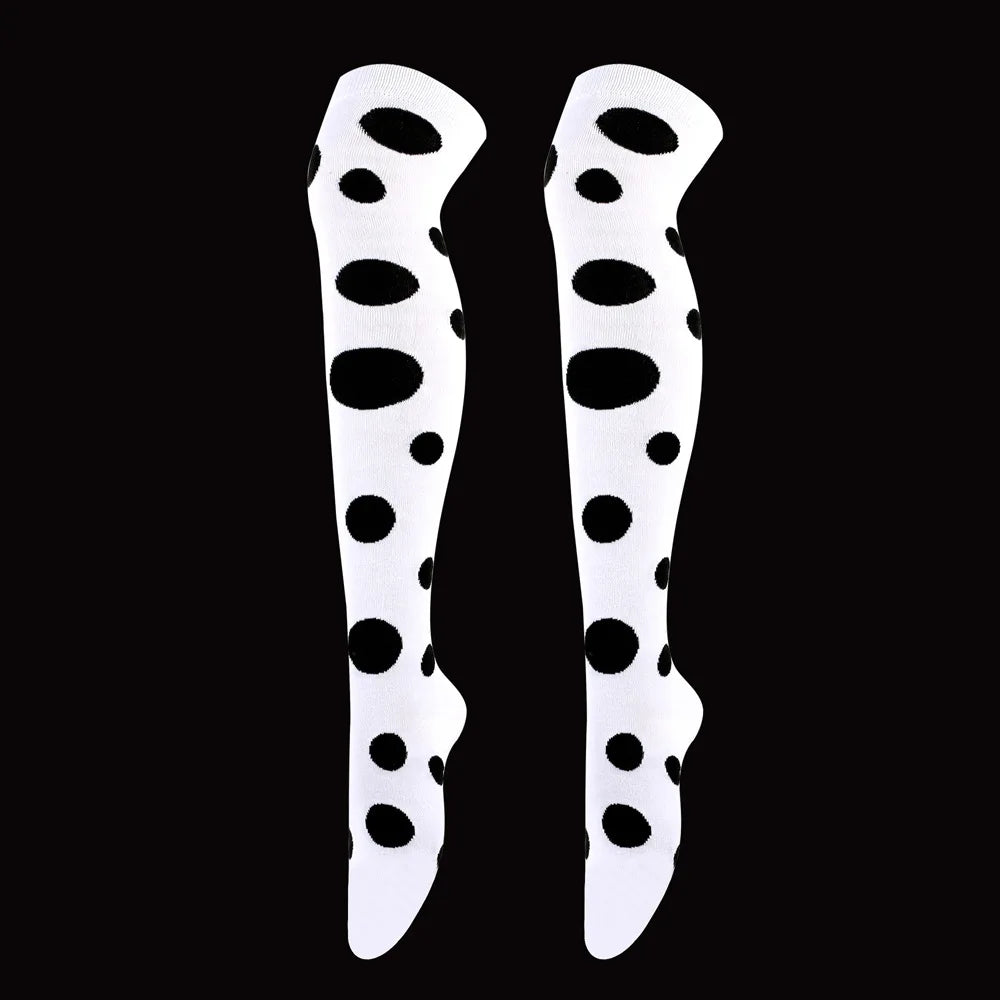 Big Polka Dots Stockings Women Over Knee High Long Socks Colorful Cow Print Anime Performance Cosplay Props Party Festival Gifts