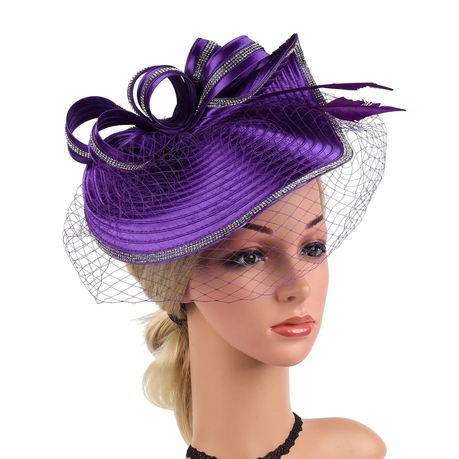 Elegant Women Derby Hats with Veil Headband Tea Party Hat