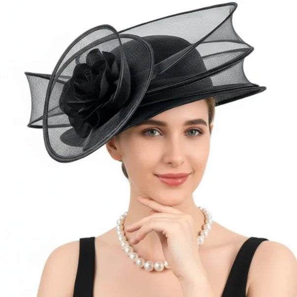 Exaggerated Mesh Headwear Concave Shape Church Hats