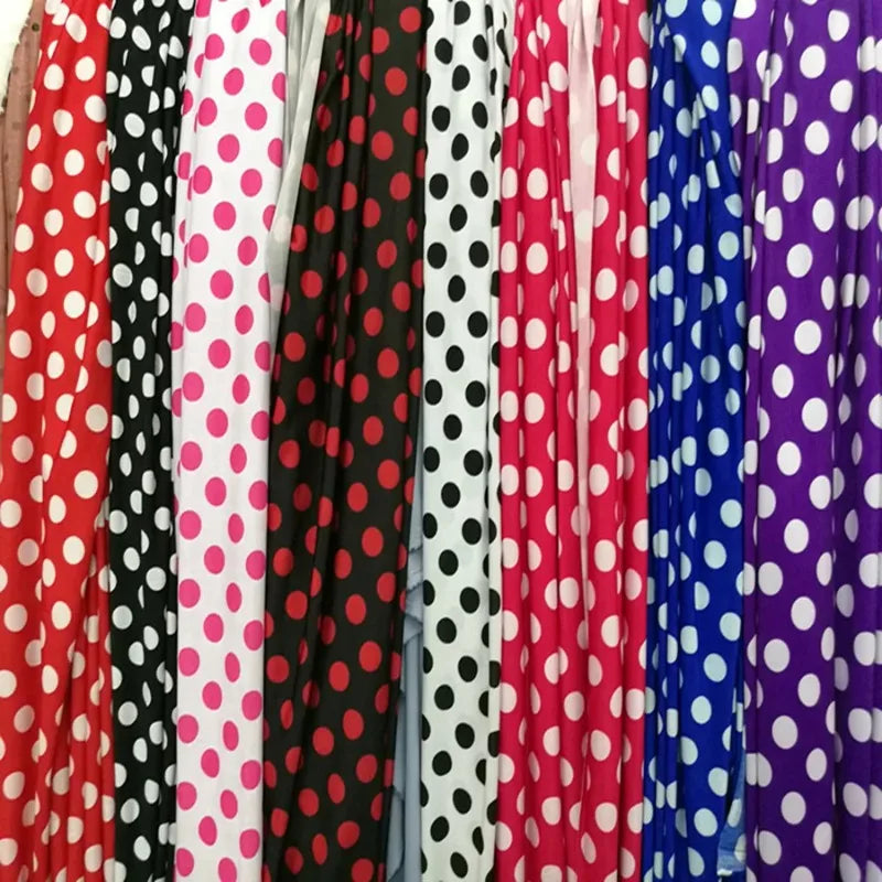 Polka Dot Printed Fabric Knitted Four-sided Elastic By The Meter for Clothing