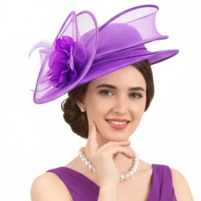 Exaggerated Mesh Headwear Concave Shape Church Hats