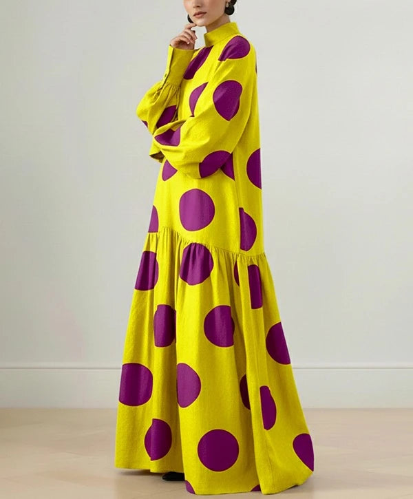 Modigirl Women's Vintage Purple Polka Dot Maxi Dress