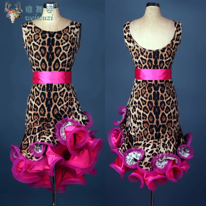 Latin Dance Performance Costume for Women Customized Polka Dot Dress