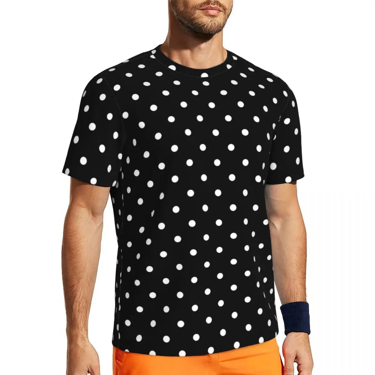 Fashion Polka Dots T-Shirt Men Gym T-Shirt Tops