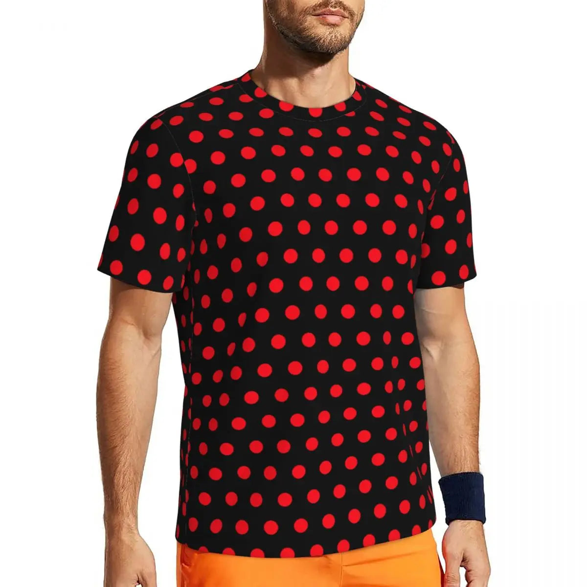 Fashion Polka Dots T-Shirt Men Gym T-Shirt Tops