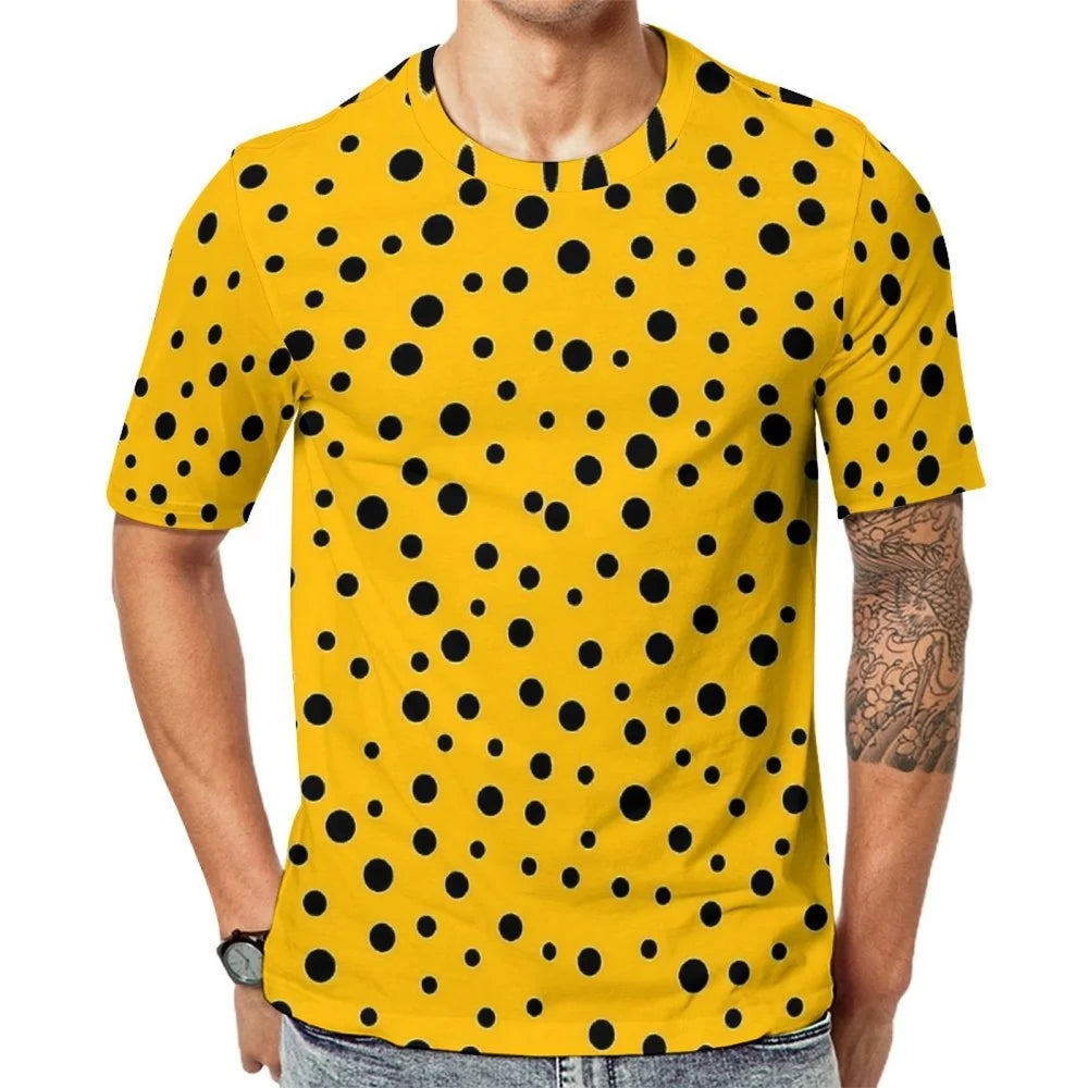 Fashion Polka Dots T-Shirt Men High Quality Short Sleeves