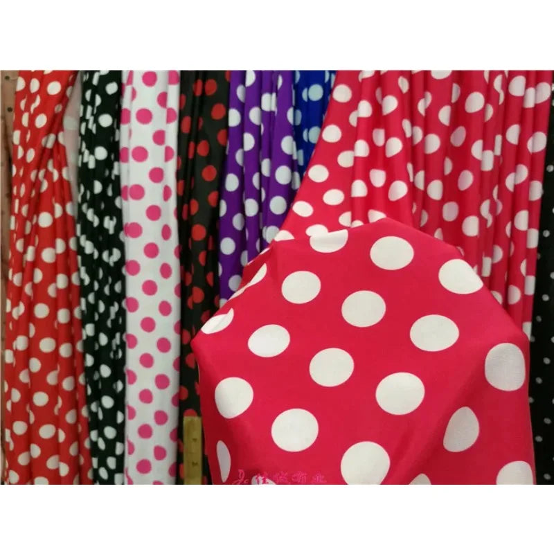 Polka Dot Printed Fabric Knitted Four-sided Elastic By The Meter for Clothing