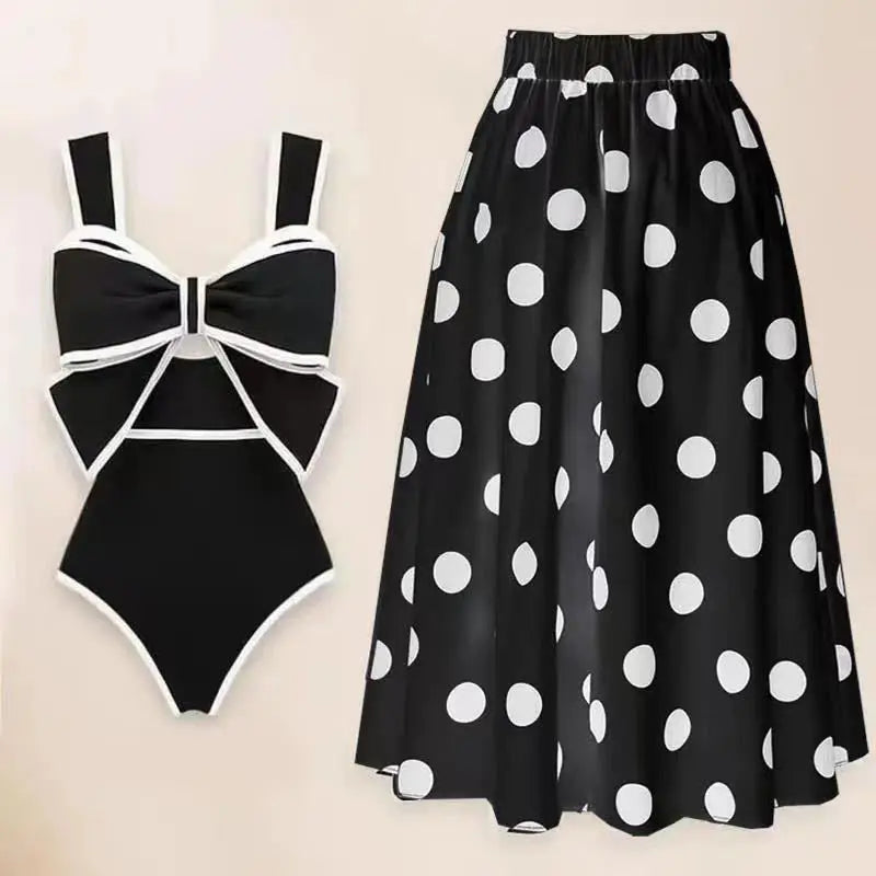Southeast Asia One-Piece Retro Polka Dot Swimwear cover