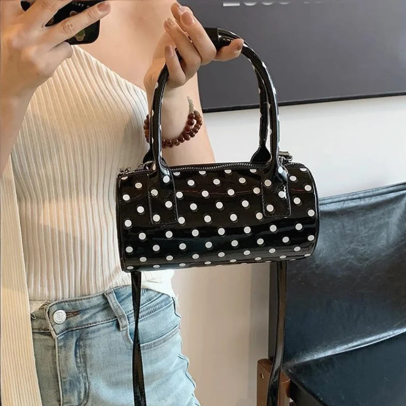 Korean Polka Dot Crossbody Bag Barrel Shape Mini Top