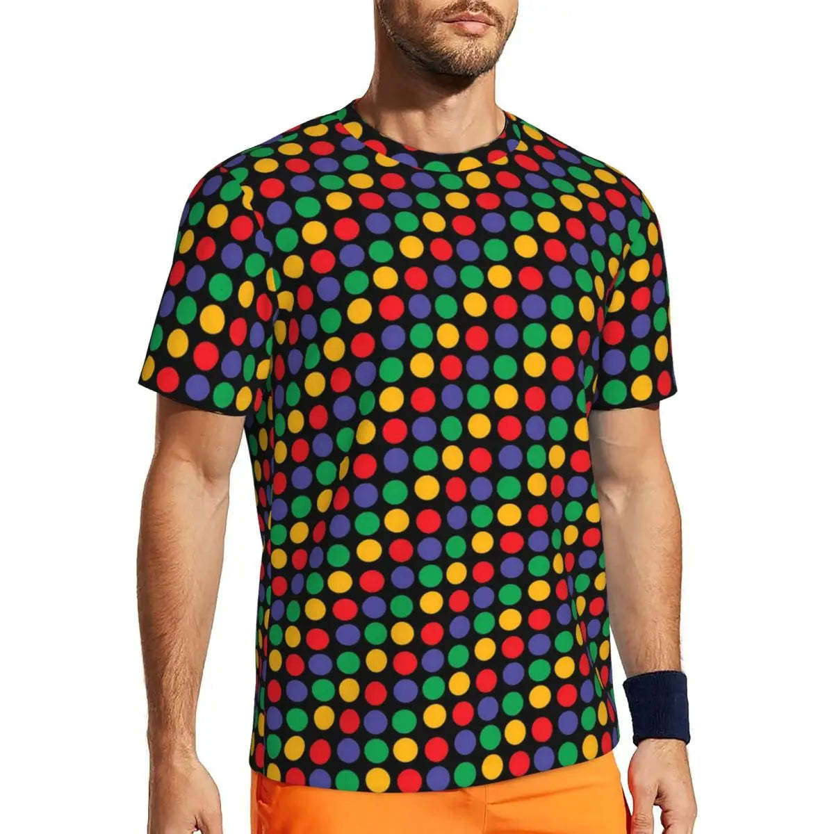 Fashion Polka Dots T-Shirt Men Gym T-Shirt Tops