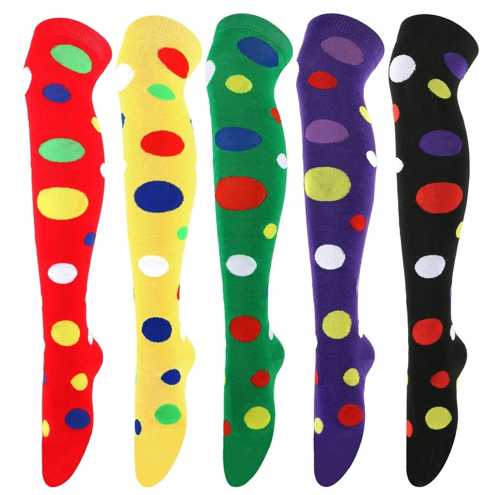 Big Polka Dots Stockings Women Over Knee High Long Socks Colorful Cow Print Anime Performance Cosplay Props Party Festival Gifts