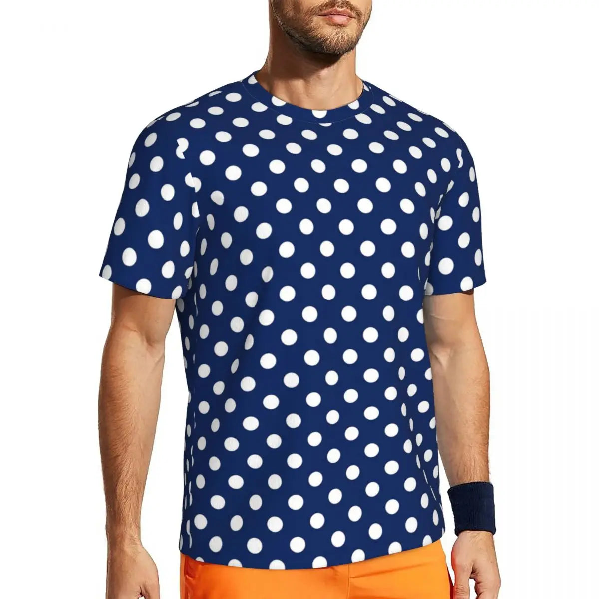 Fashion Polka Dots T-Shirt Men Gym T-Shirt Tops