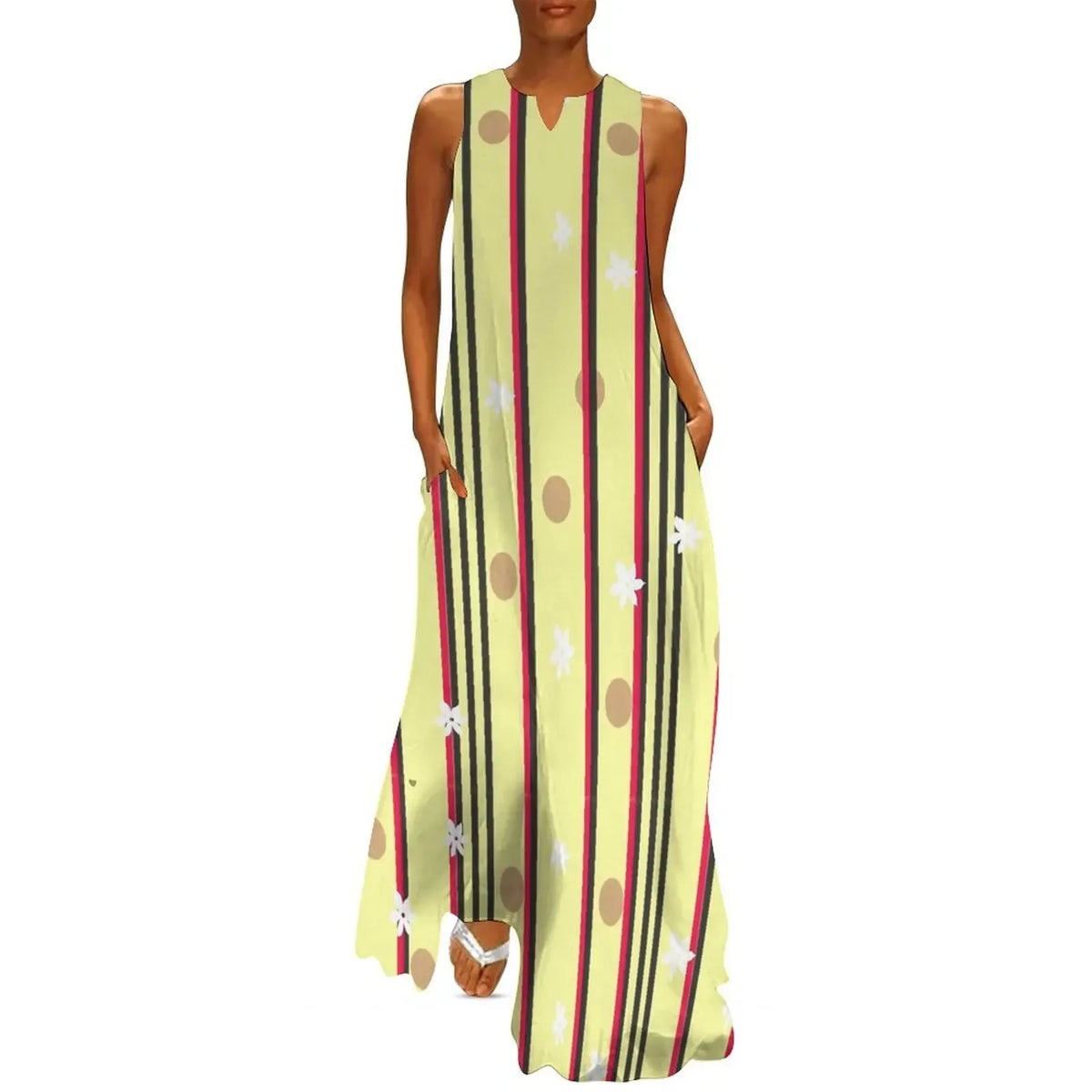Robe Striped Polka Dot Women Beach Dress Summer Black and White Two Tone