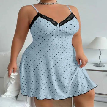 Suspender Nightgown Women's Lace V-neck Knee Length Pajamas Dress
