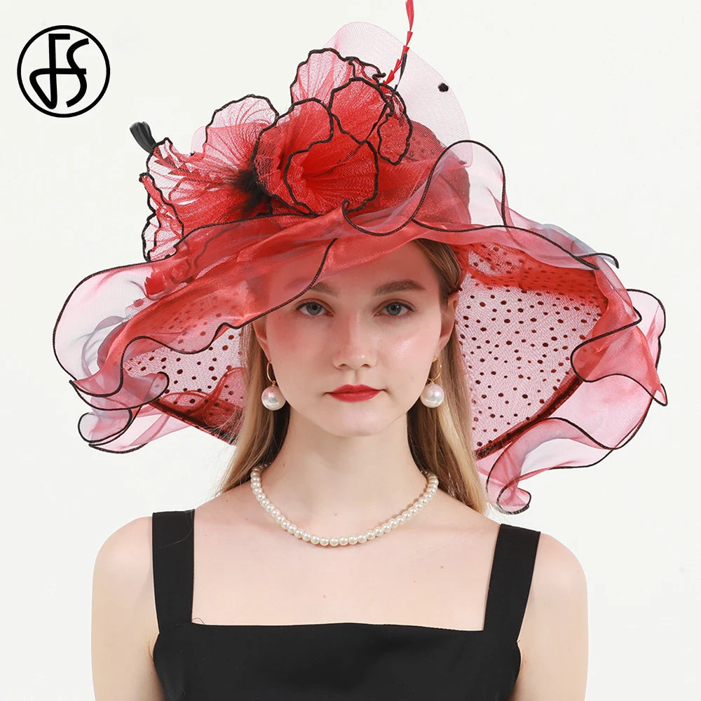 FS Green Kentucky Derby Hat Women Organza Polka Dot Visor Cap