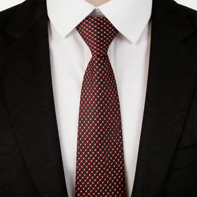 Men's No-Tie Narrow Zipper Tie Polyester Black Red Blue Multicolor Polka Dot