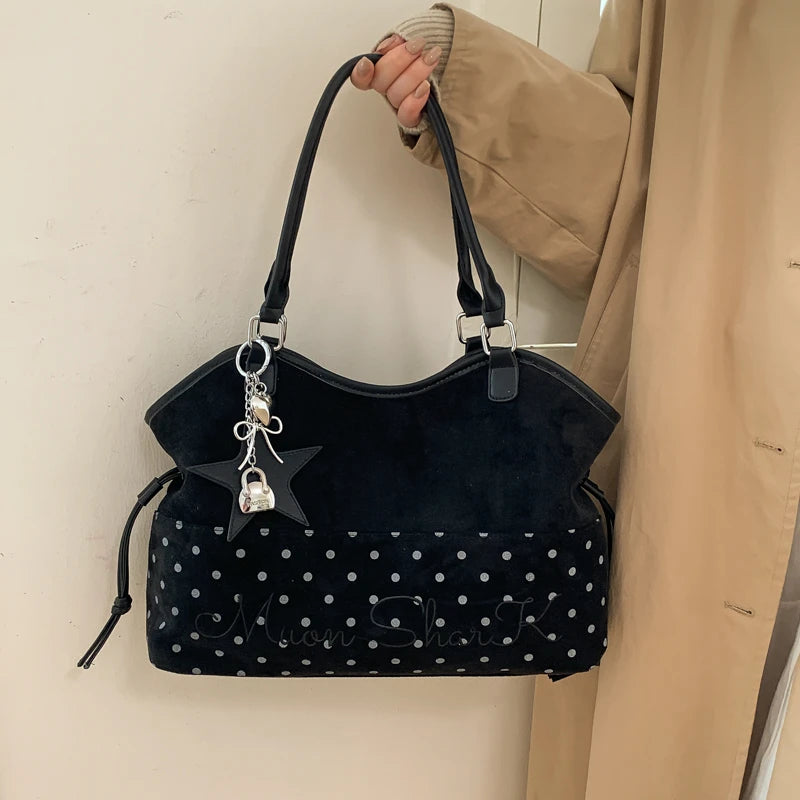 Vintage Frosted Tote Bag Casual Students Purse Large