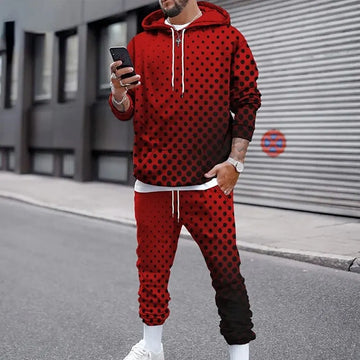 Funny 3D Polka Dot Print Men Hoodies Set Autumn Winter Casual Sweatshirt Sweatpants