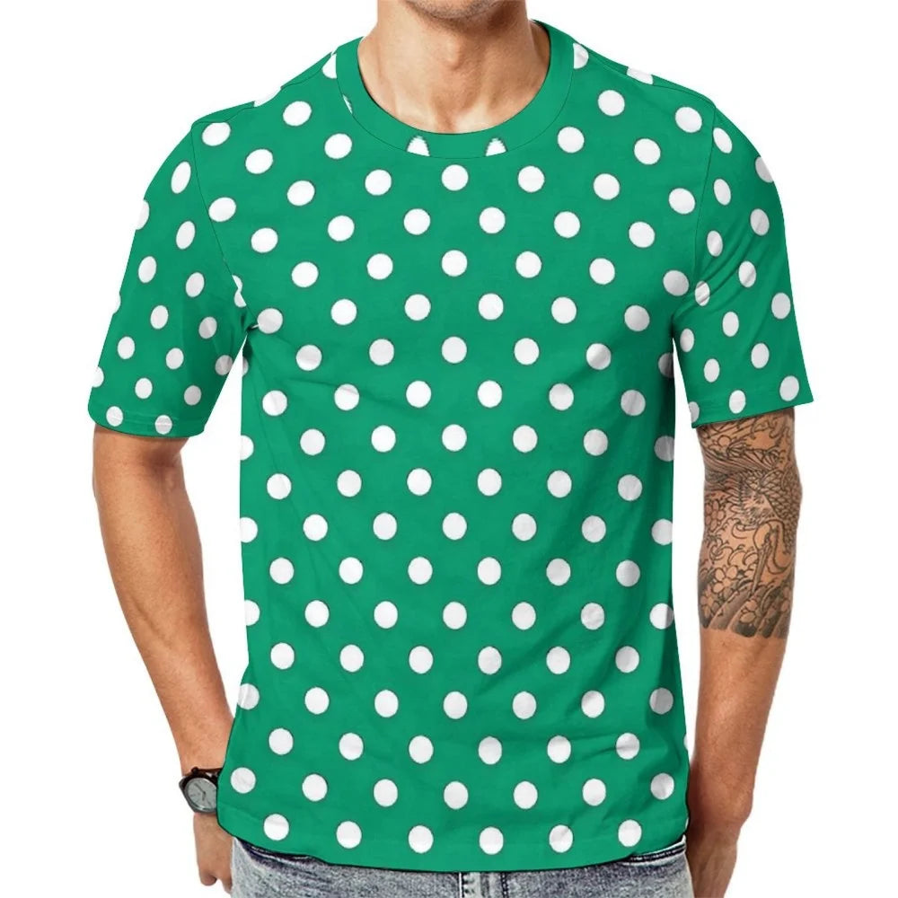 Fashion Polka Dots T-Shirt Men High Quality Short Sleeves
