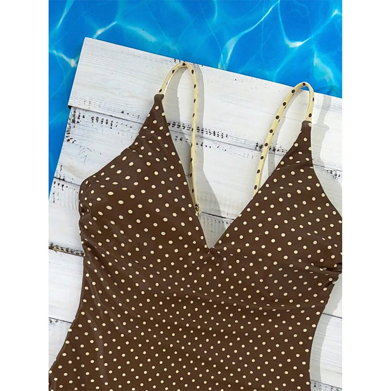 Women's Polka Dot Spaghetti Strap Tummy Control One Piece